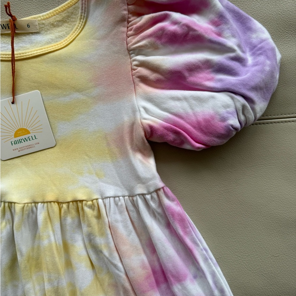 NWT FAIRWELL Rainbow colorful Tie Dye Jersey Dress - Soooooo Soft - Size 6 $75 - Picture 3 of 4